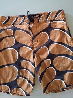 Abstract Print Board Shorts Brown & Black Size M / Waist 30